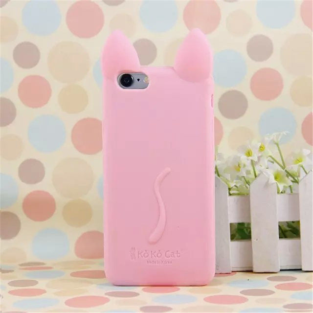 YRFF Fashion cartoon 3D koko cute Ear Cat phone case for iphone 5c Silicon soft Back Cover for iphone 5C case