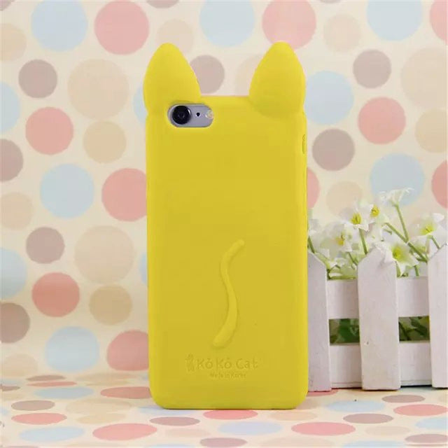 YRFF Fashion cartoon 3D koko cute Ear Cat phone case for iphone 5c Silicon soft Back Cover for iphone 5C case