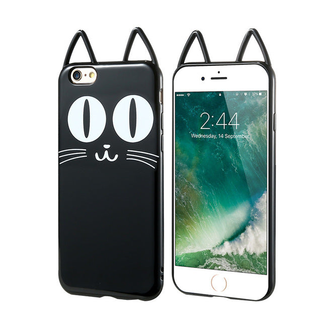 KISSCASE Soft TPU Silicone Case For iPhone 7 8 6 6s Plus 5 5S SE Cute Cartoon Cat Phone Cases For iPhone 5S SE 5 Cover Shells
