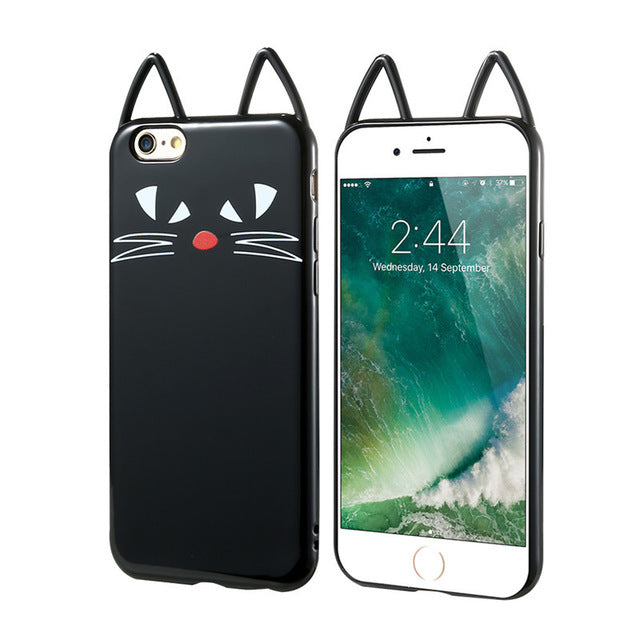 KISSCASE Soft TPU Silicone Case For iPhone 7 8 6 6s Plus 5 5S SE Cute Cartoon Cat Phone Cases For iPhone 5S SE 5 Cover Shells