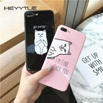 Heyytle Funny Cat Lovers Phone Case For Apple iPhone 8 7 6S 6 Plus Middle Finger Cute TPU Back Cover Cases With Lanyard Hole