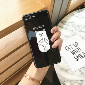 Heyytle Funny Cat Lovers Phone Case For Apple iPhone 8 7 6S 6 Plus Middle Finger Cute TPU Back Cover Cases With Lanyard Hole