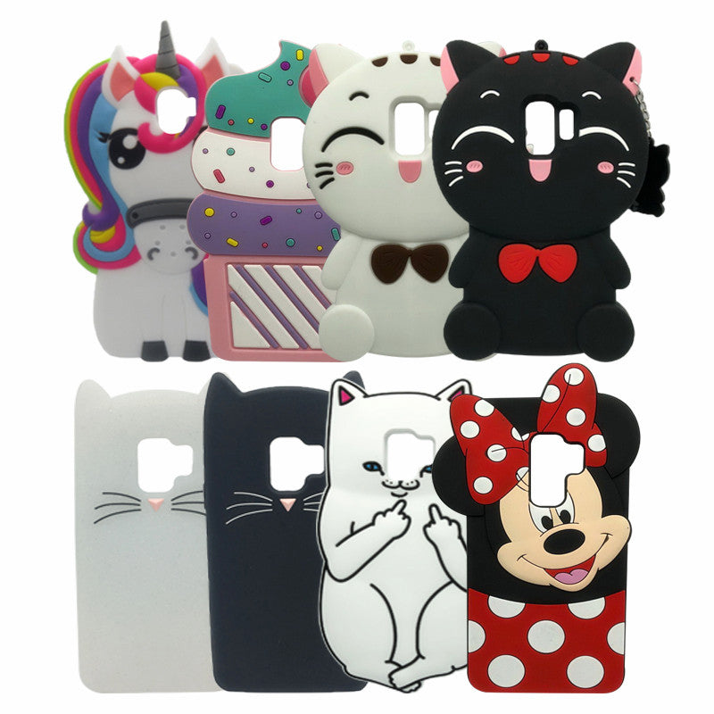 mini cat For Samsung Galaxy S9 Case Cute 3D Silicon Minnie Cat Cupcake Cartoon Soft Back Phone Case Cover for Samsung Galaxy S9 PLUS