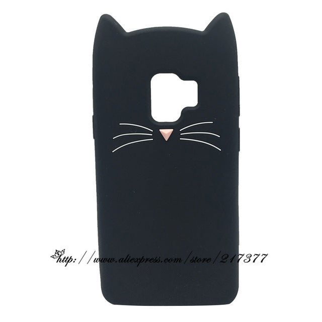 mini cat For Samsung Galaxy S9 Case Cute 3D Silicon Minnie Cat Cupcake Cartoon Soft Back Phone Case Cover for Samsung Galaxy S9 PLUS