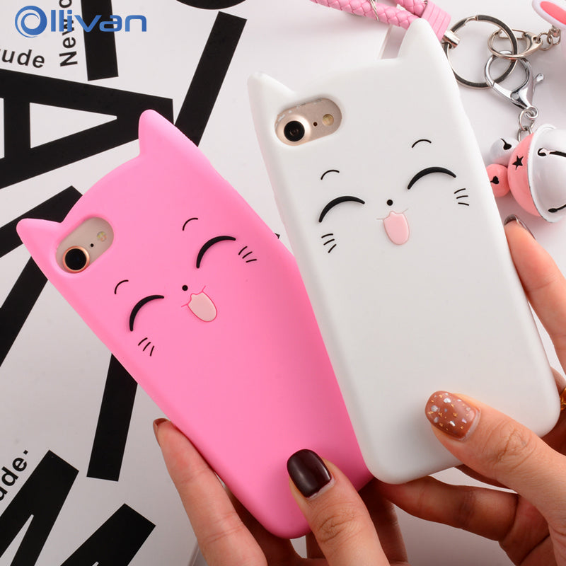 5 S Case Cover For iPhone 5 5S Cute silicone 3D Glitter Soft TPU Cat Phone Cases For apple iphone 5s 5 SE Fundas Coque For Girl
