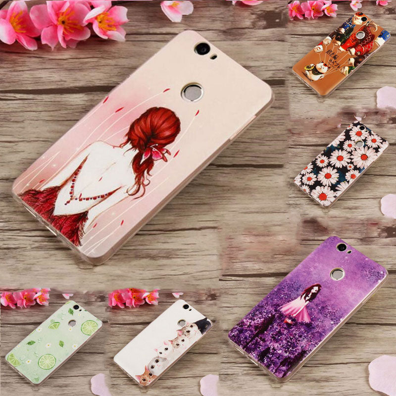 prancisse For Coque Huawei Nova Case Can-L11 Soft TPU Silicone Cover Cat Flower Girl Phone Cases For Huawei Nova Case Cover Capa Funda 5.0