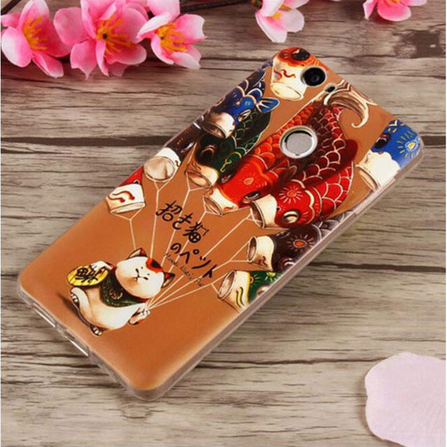 prancisse For Coque Huawei Nova Case Can-L11 Soft TPU Silicone Cover Cat Flower Girl Phone Cases For Huawei Nova Case Cover Capa Funda 5.0