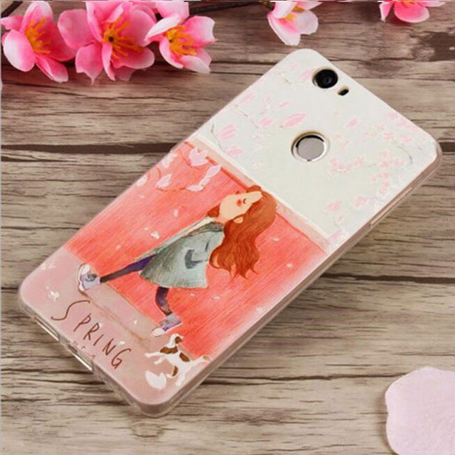 prancisse For Coque Huawei Nova Case Can-L11 Soft TPU Silicone Cover Cat Flower Girl Phone Cases For Huawei Nova Case Cover Capa Funda 5.0