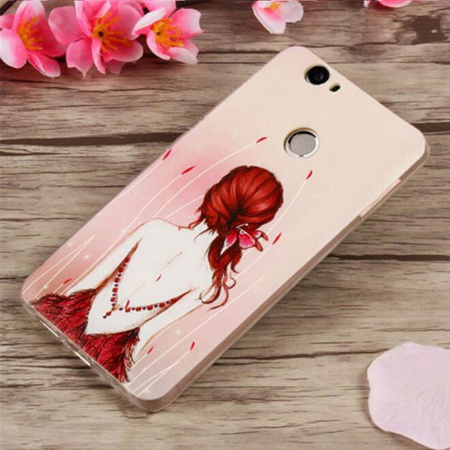 prancisse For Coque Huawei Nova Case Can-L11 Soft TPU Silicone Cover Cat Flower Girl Phone Cases For Huawei Nova Case Cover Capa Funda 5.0