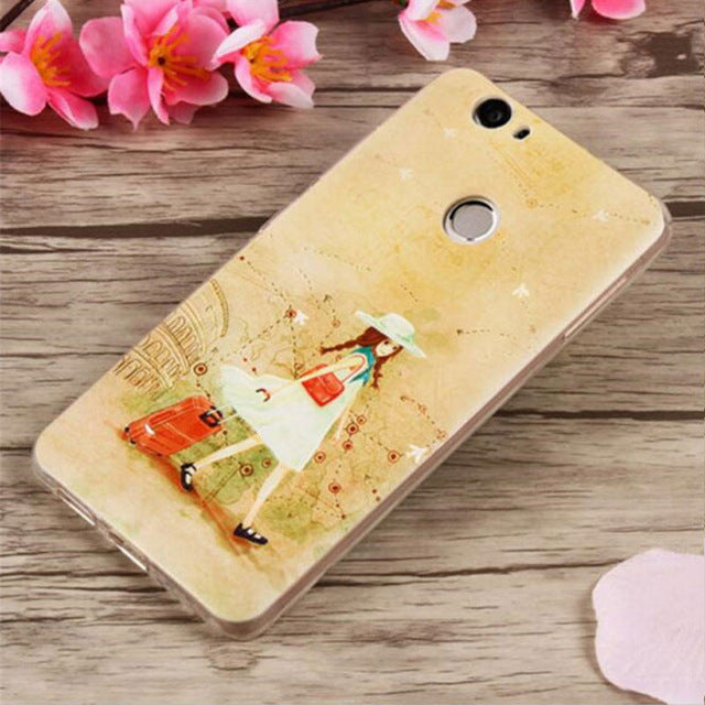 prancisse For Coque Huawei Nova Case Can-L11 Soft TPU Silicone Cover Cat Flower Girl Phone Cases For Huawei Nova Case Cover Capa Funda 5.0