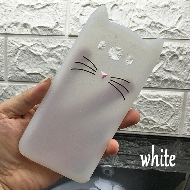 New Japan Cute 3D Glitter Beard cat soft silicon phone case For samsung galaxy J7 2016 J710 J710F Case Cartoon Coque back cover