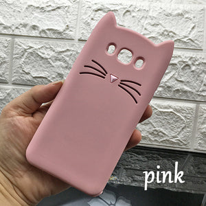 New Japan Cute 3D Glitter Beard cat soft silicon phone case For samsung galaxy J7 2016 J710 J710F Case Cartoon Coque back cover
