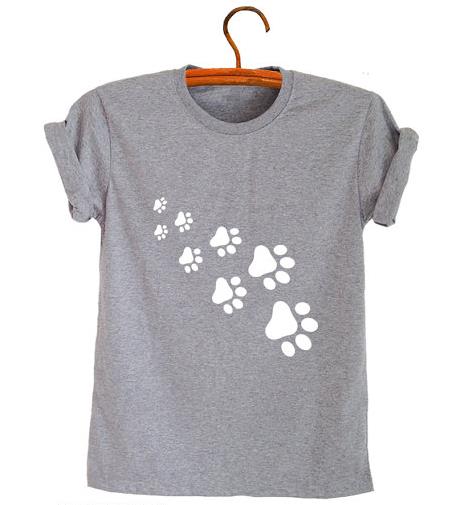 cat paws print Women tshirt Cotton Casual Funny t shirt For Lady Top Tee Hipster gray black white Drop Ship Z-326